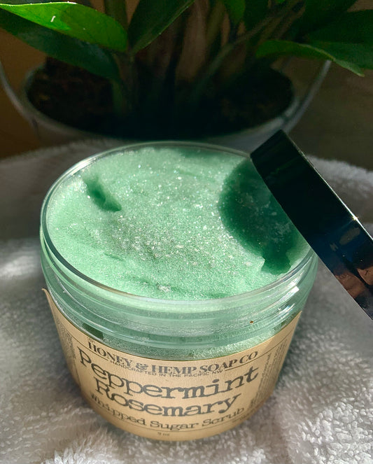 Peppermint Rosemary Whipped Soap Sugar Scrub